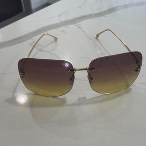 Fendi Gold Frame Sunglasses with Purple to Yellow Gradient